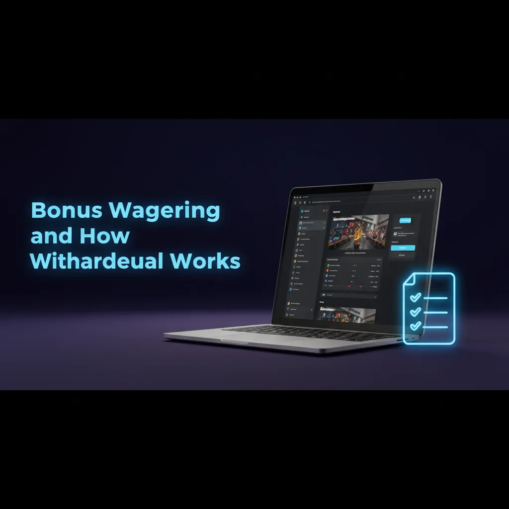 Flowchart of 1win bonus wagering: separate bonus account, 35x requirement, game weighting, time limits, withdrawal rules.