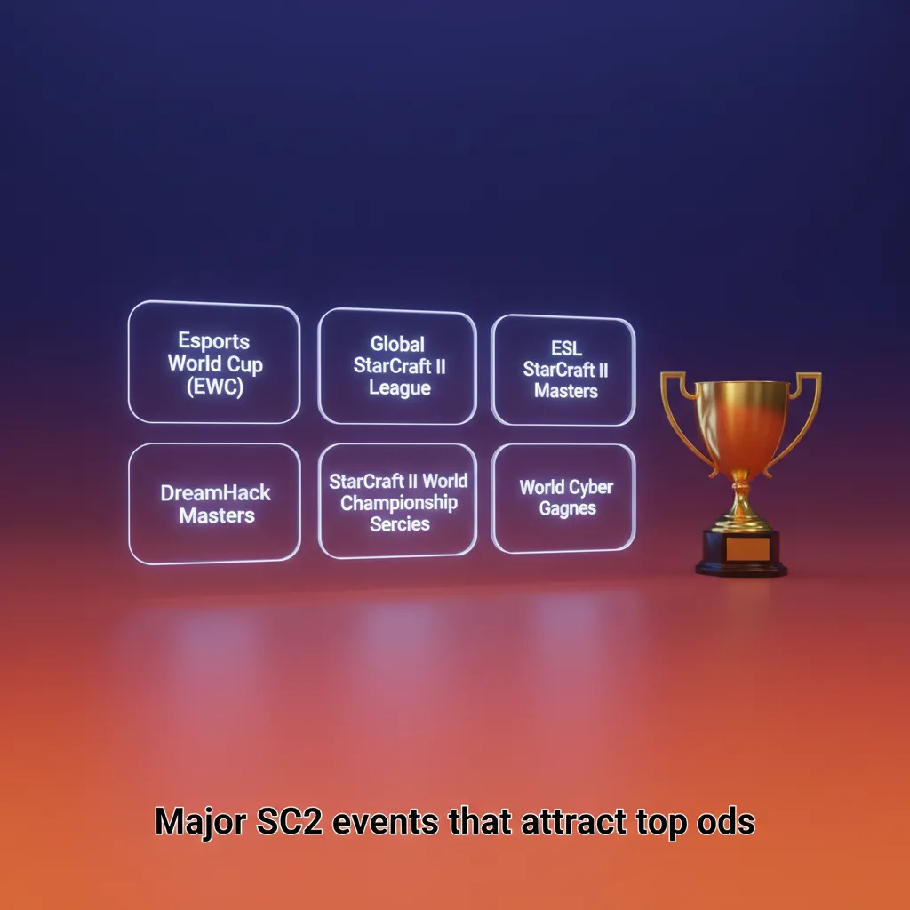 Major SC2 events with top betting odds: EWC, GSL, ESL Masters, IEM Katowice, DreamHack, TLS, WTL, Nation Wars.