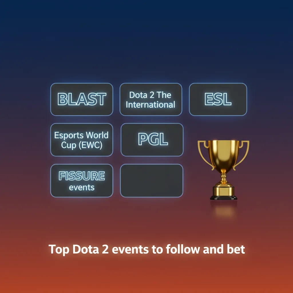Top Dota 2 tournaments for betting: The International, BLAST, ESL One, EWC, PGL, FISSURE.