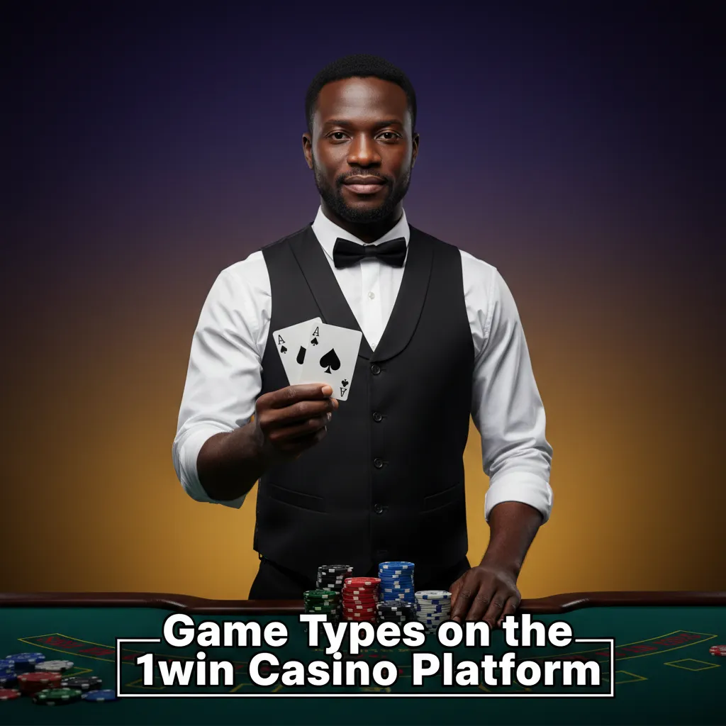 1win Casino game types: Slots, Crash, Table Games, Roulette, Blackjack, Jackpots, with examples like Starburst and Aviator.