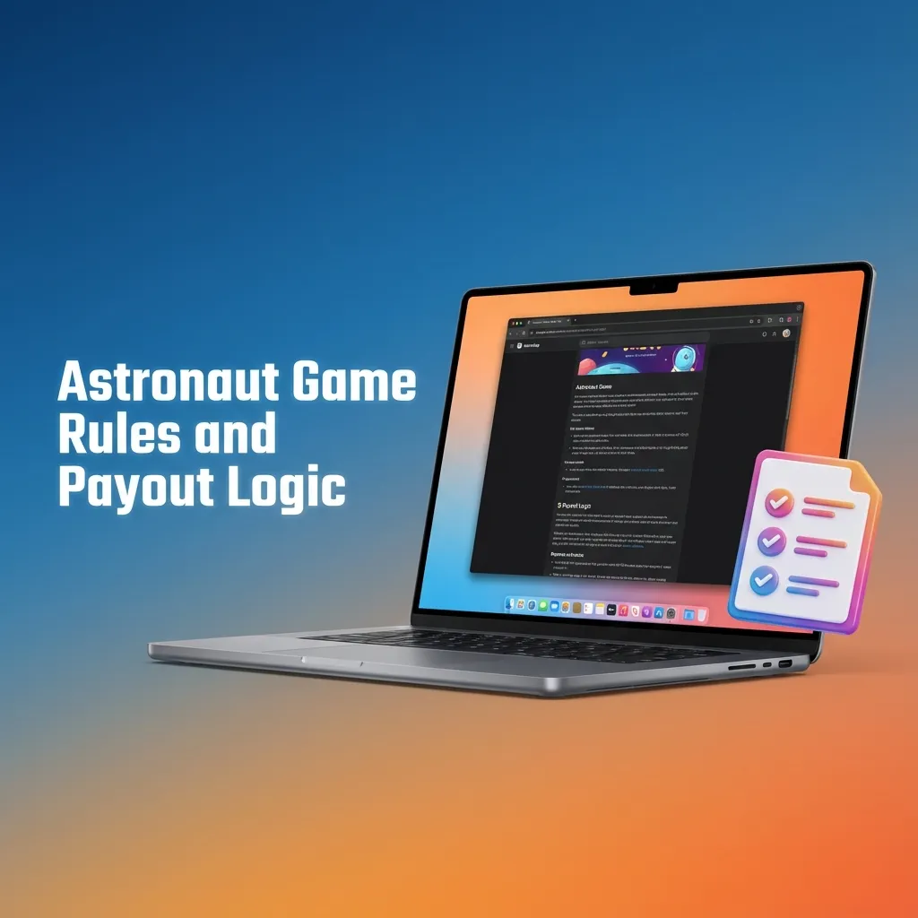 Infographic: Astronaut game rules - bet, watch multiplier rise, cash out before crash; payout = stake x cashout multiplier.