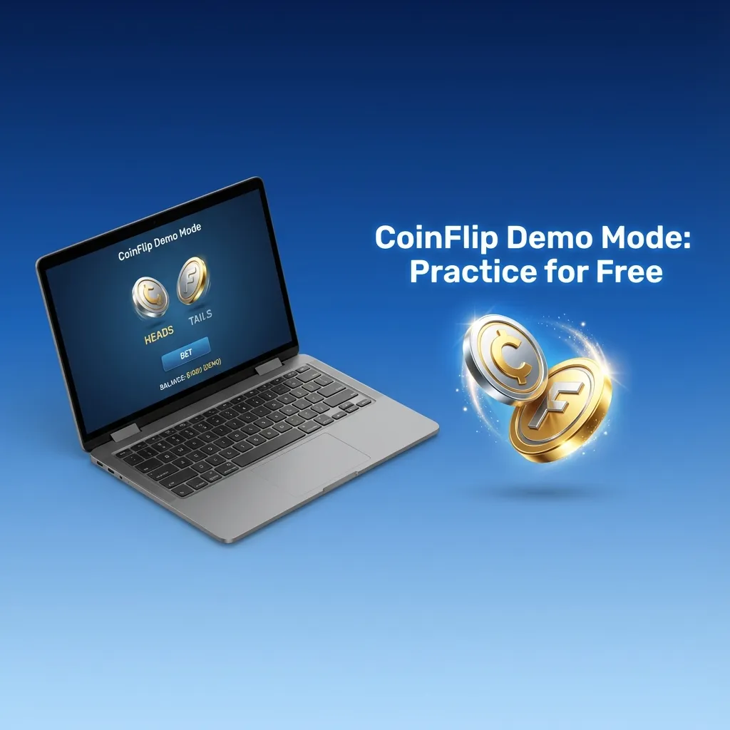 CoinFlip demo mode: practice free with virtual credits; same interface and speed as real game; no cash winnings.