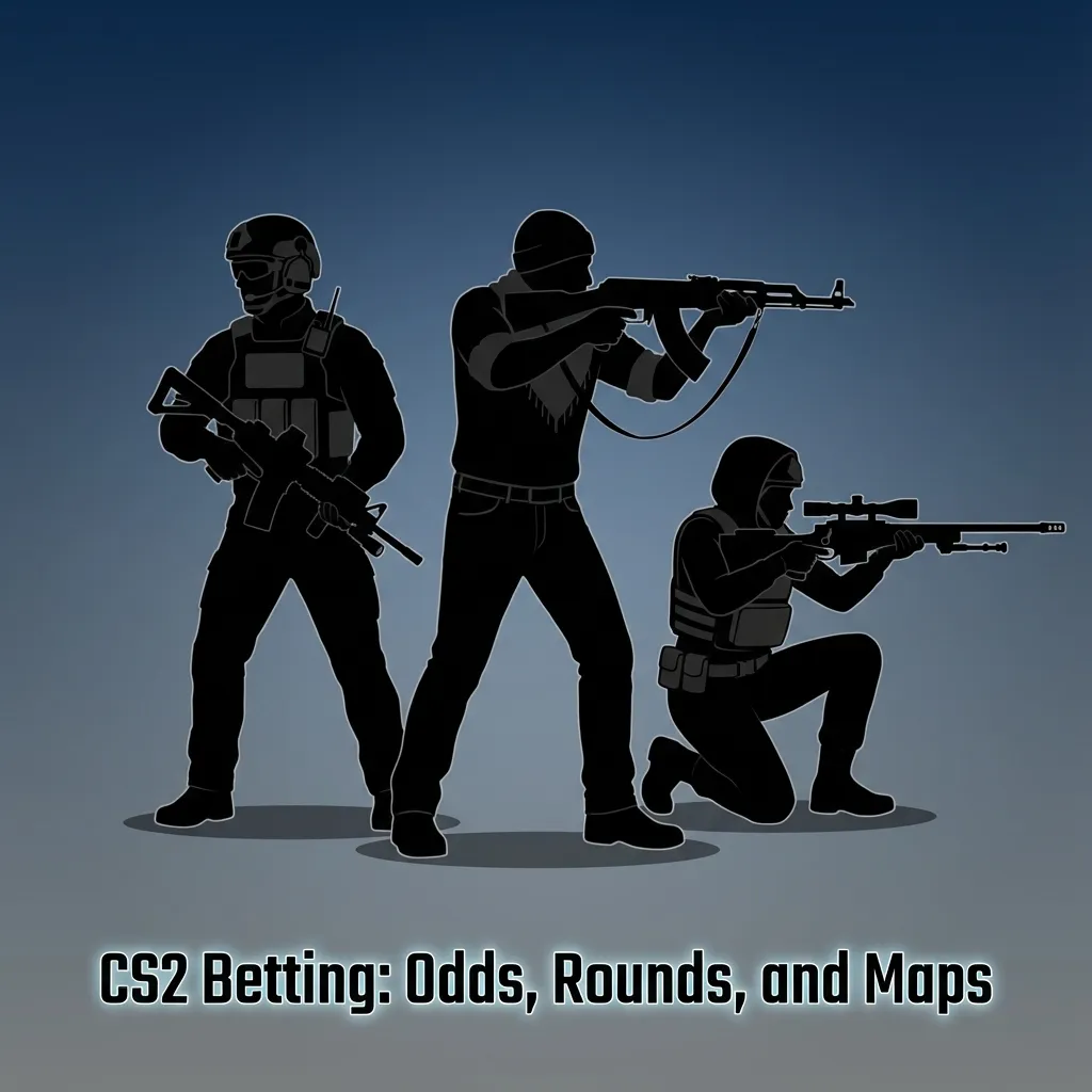 CS2 betting screen with odds by map and round, live markets, and top tournaments like BLAST, ESL Pro League, and IEM.