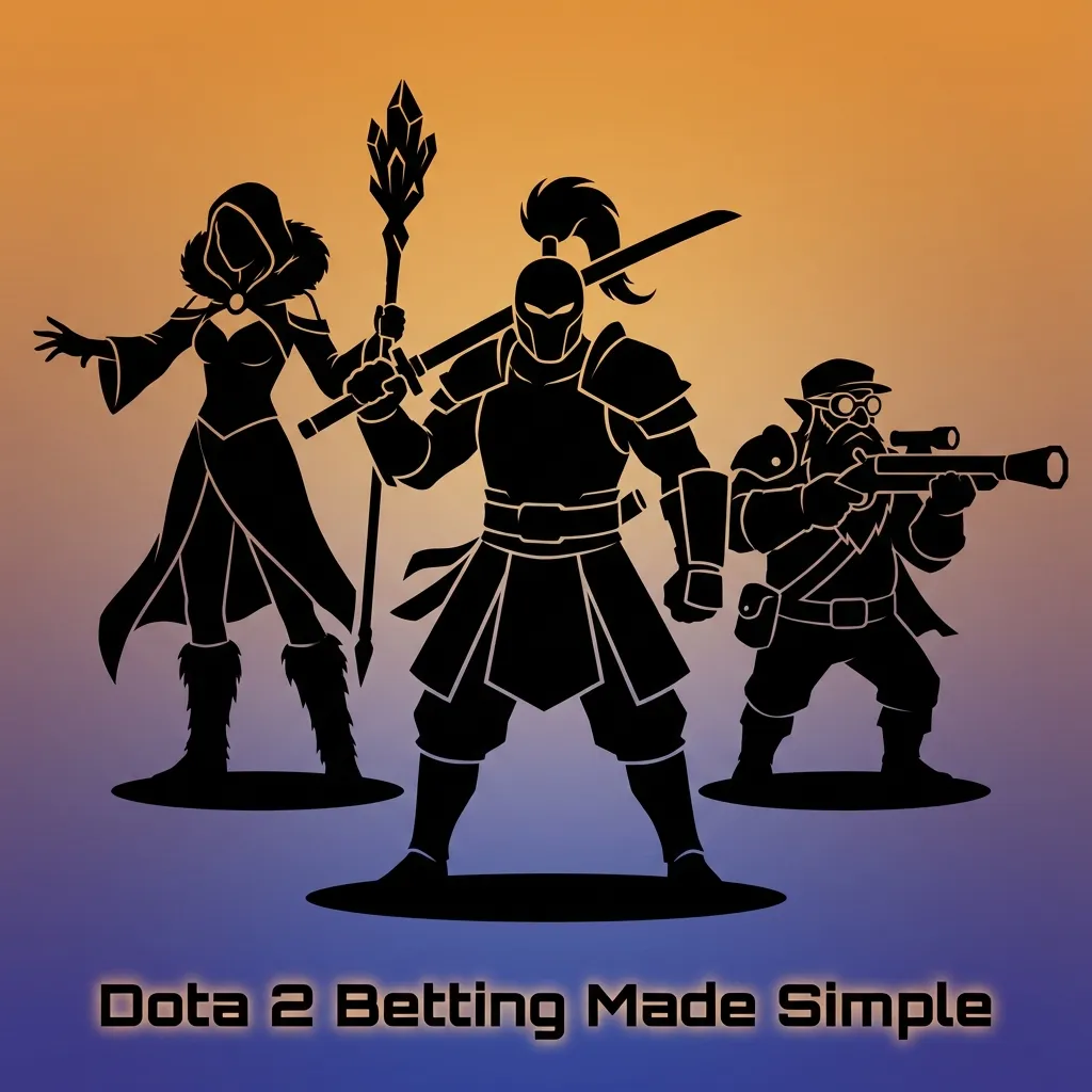 Dota 2 betting graphic showing pre-match and live markets: match winner, map handicap, totals; major tournaments featured.