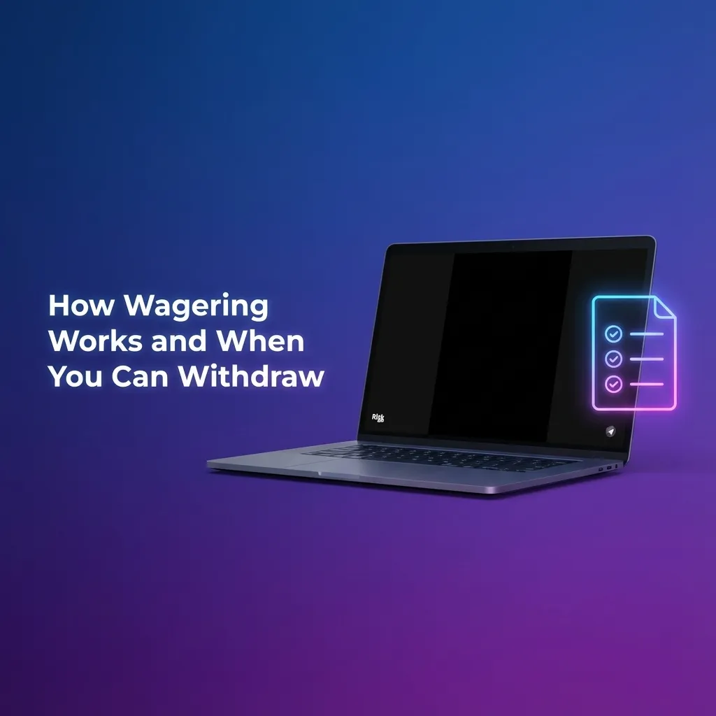 Infographic on bonus wagering: separate funds, eligible bets, min odds, time limit, progress tracker, withdraw once met.