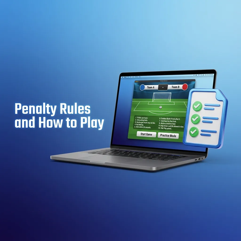 Penalty shootout rules UI: set bet, choose shot target with multipliers; keeper dives randomly.