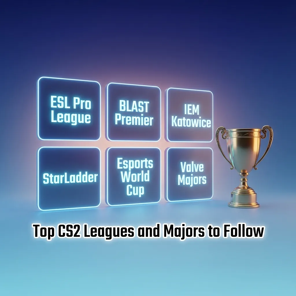 Top CS2 leagues and majors: Valve Majors, ESL Pro League, IEM Katowice, BLAST Finals, Esports World Cup, IEM Cologne.