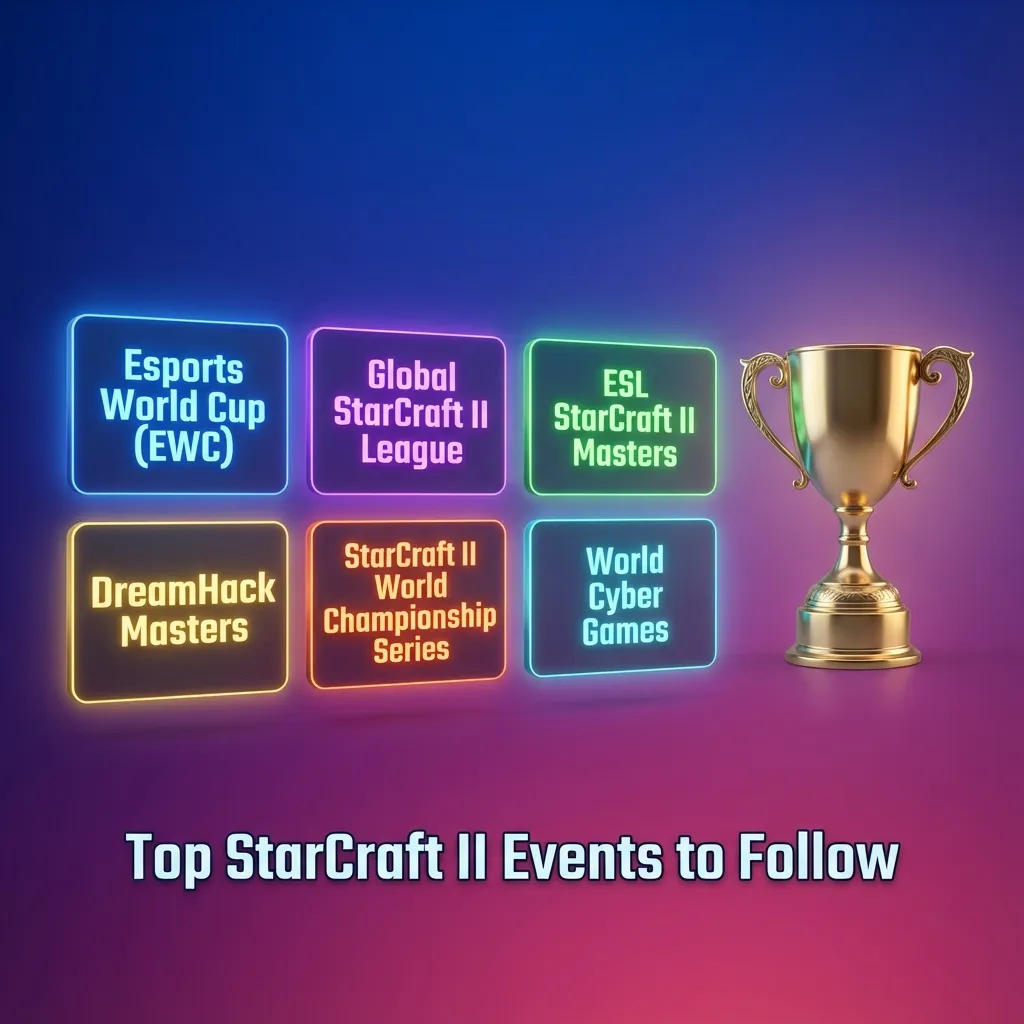 List of top StarCraft II events: Esports World Cup, GSL, ESL Masters, IEM Katowice, TSL, WTL, HomeStory Cup, WardiTV.