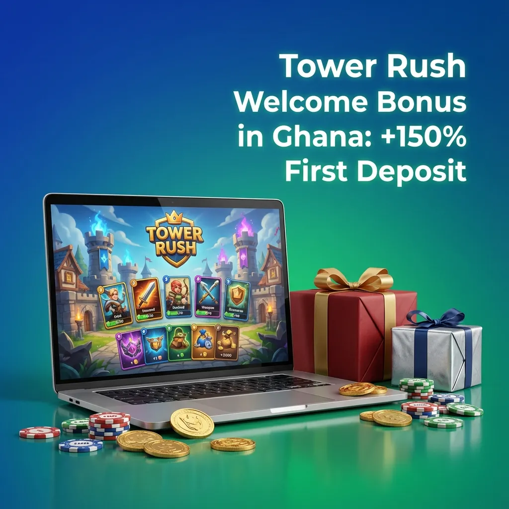 Tower Rush welcome bonus in Ghana: +150% first deposit. Promo code 1WINGHANA. Min deposit GHS 20. 30x wagering.
