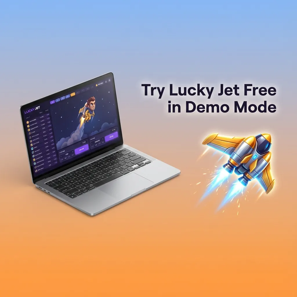 Lucky Jet demo interface with multipliers, auto cashout, and live stats. Practice risk-free using virtual credits.