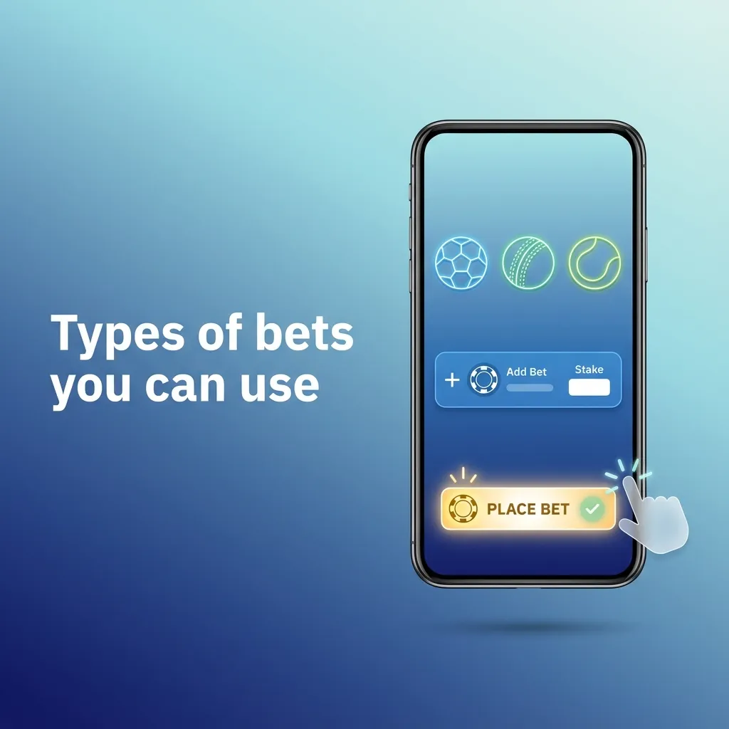 Graphic listing Single, Express, and System bets with notes on risk, payout potential, and system partial returns.