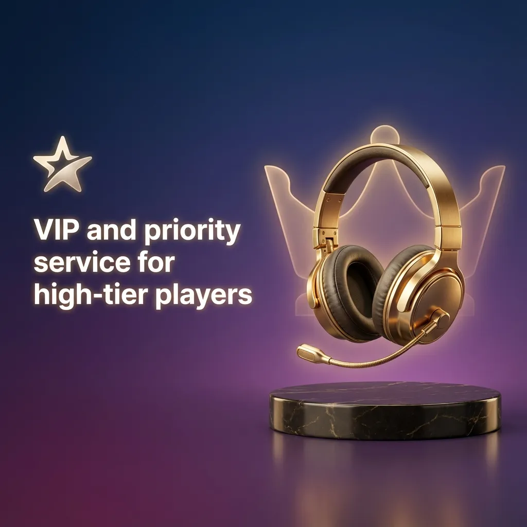 Illustration of 1win VIP support: high-tier players get priority chat, email, and direct manager assistance.