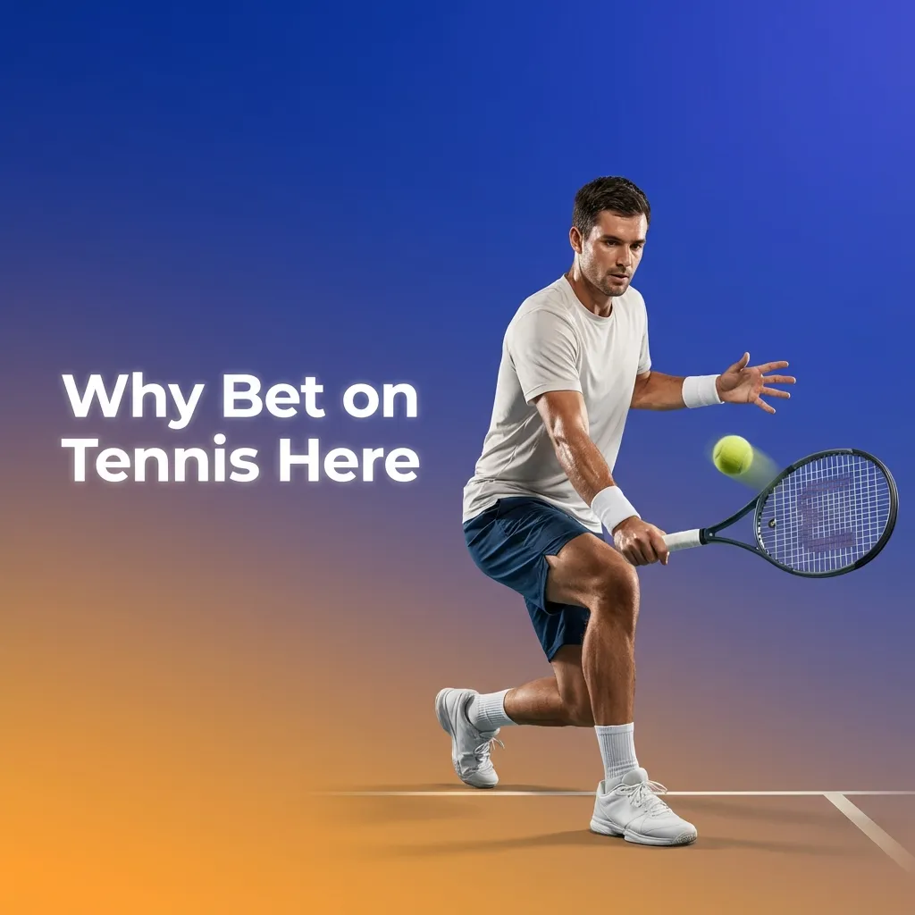 Tennis betting banner with app: live updates, cashout, wide markets, Bet Builder, 1win odds, filters, live stats, GHS stakes.