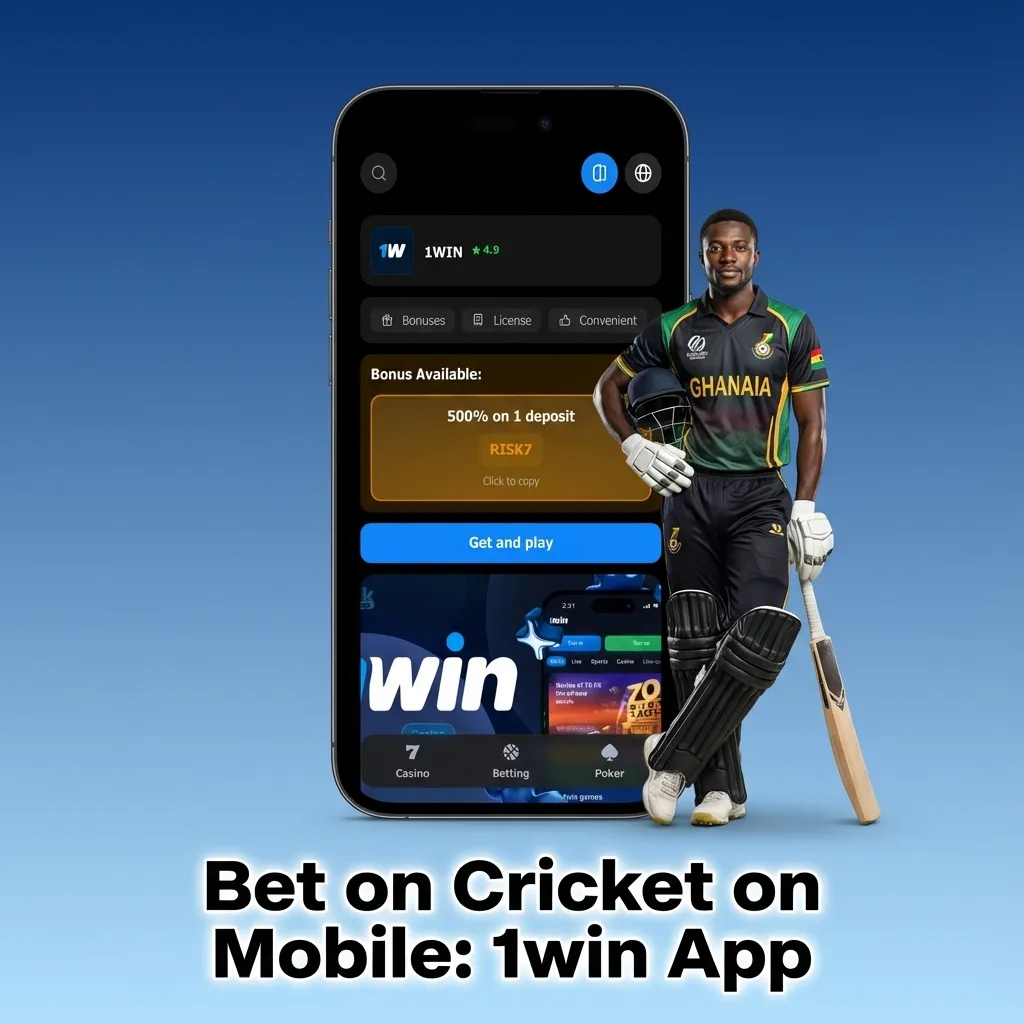 Screenshot of 1win cricket betting app with Pre-match and Live tabs on a smartphone.