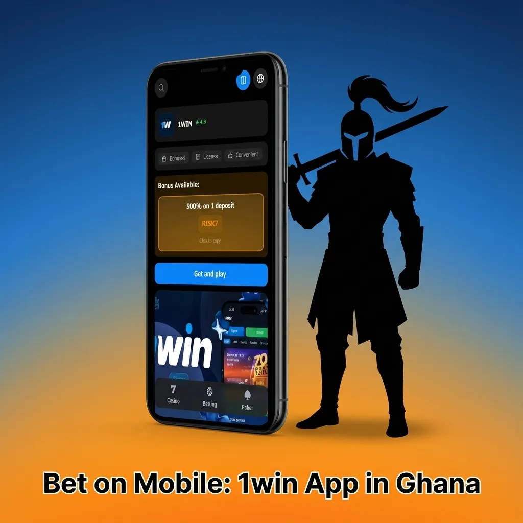 Smartphone showing 1win app Dota 2 live odds and cash out, with Ghana mobile money icons: MTN, Vodafone, AirtelTigo