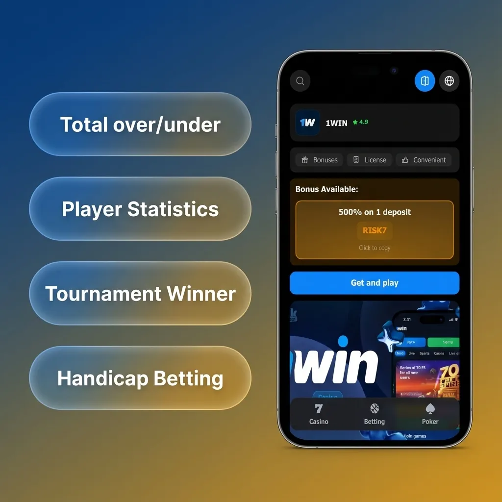1win app bet types: Single, Accumulator, System, Handicap, Over/Under.