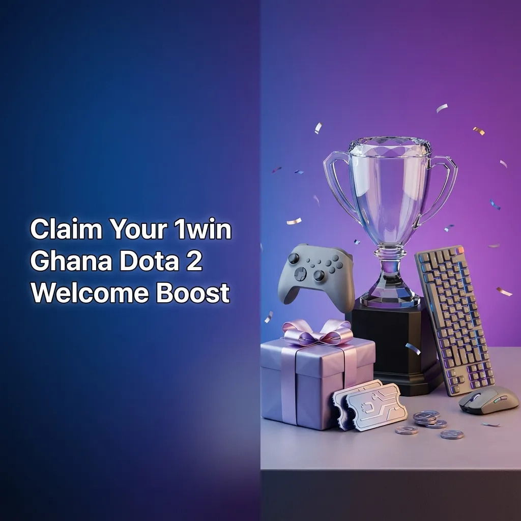 1win Ghana promo: Dota 2 +150% first deposit. Use code 1WINGHANA. Steps to register and bet shown on ad.