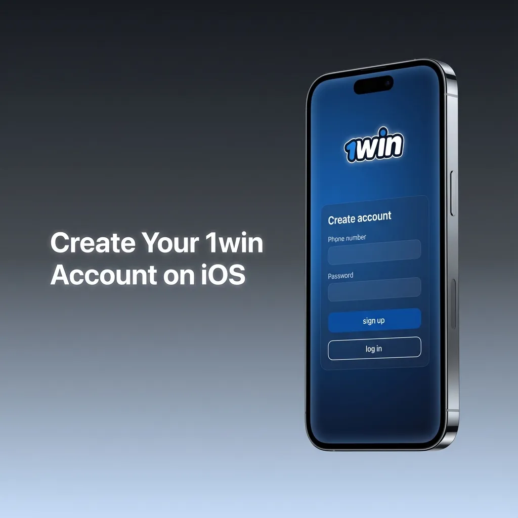 iPhone showing 1win iOS sign-up: choose email/phone, set password, enter promo code 1WINGHANA, confirm via SMS/email