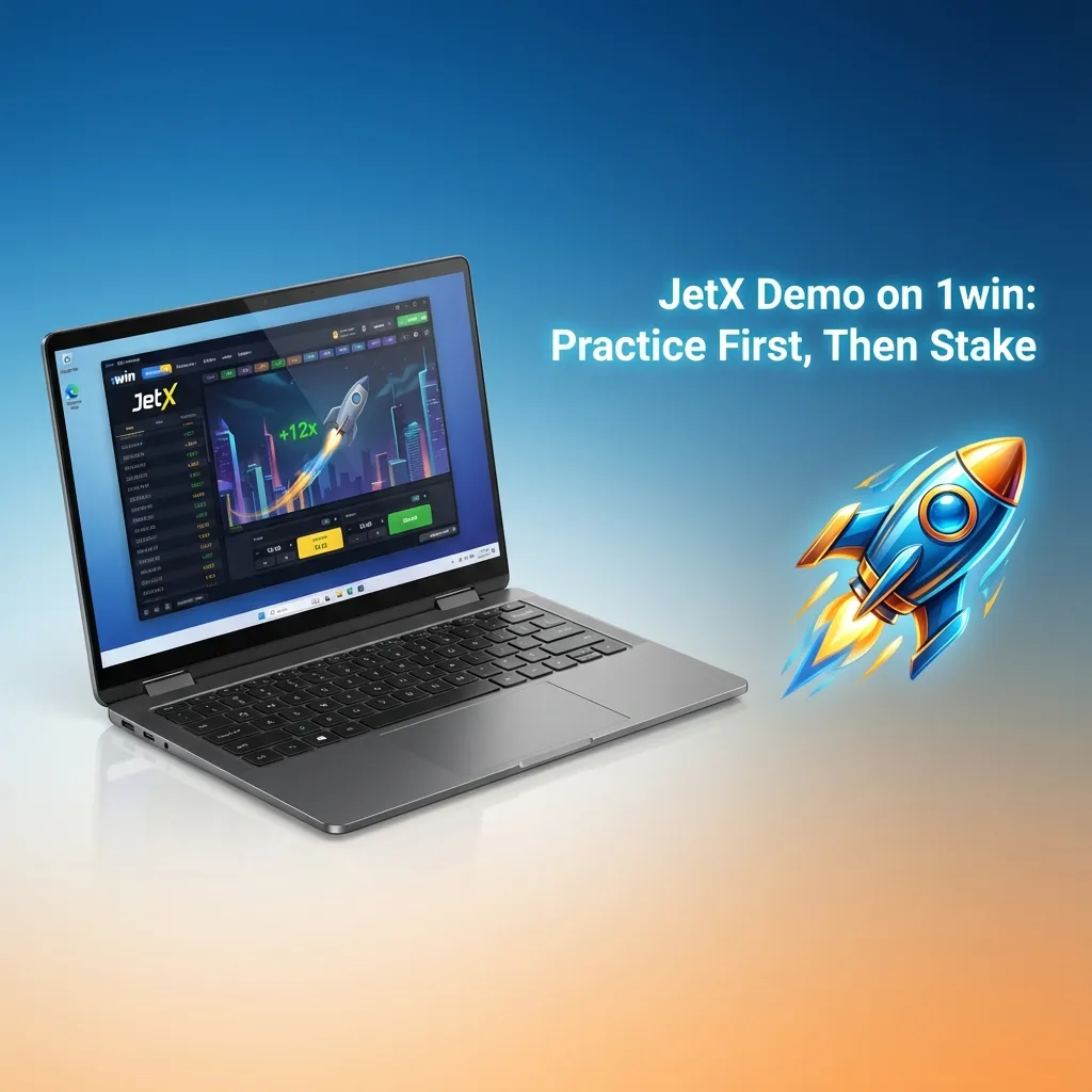 JetX demo on 1win interface with two bets, auto cashout, live stats; practice risk-free before switching to real money.